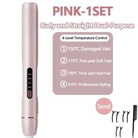 Ytseazn-Lisseur De Cheveux De Voyage,Mini Fer À Friser,Double Fonction,Rechargeable Par Usb,Pour Femmes,Frange,Outil De Coiffure Court,Usage Domestique--Pink-1set