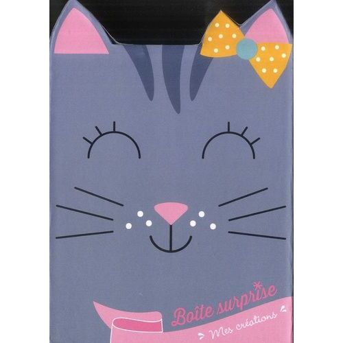 Ma Boîte Surprise Chaton - Avec 2 Cartes À Gratter En Forme De Chaton, 2 Cartes En Strass, 1 Planche De Stickers, 4 Feuilles D'origami, 1 Bâtonnet Et 1 Bracelet Chaton