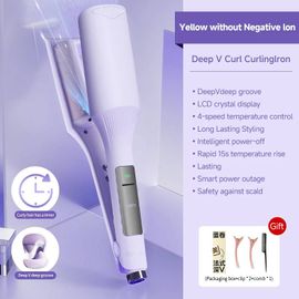 Bigoudi Deep Wave 32mm Fer À Friser 4 Températures Réglables Chauffage Rapide Fer À Sertir Styler Baguette Pour Tous Les Styles De Cheveux.Purple Without Anion.L'ua