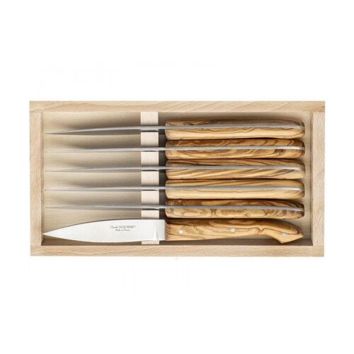 Cdozorme 3239 Coffret 6 Couteaux Steak « Le Capucin » Par C. Dozorme, 23 Cm Inox, Manche Olivier.