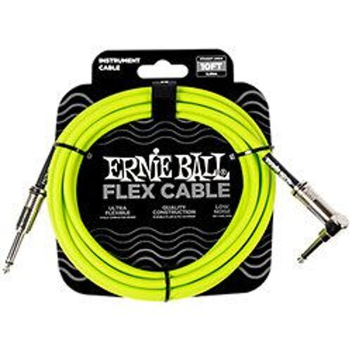 6465 Flex Instrument Cable Straight / Angle Jack 10' Green 3m