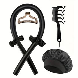 Wanmei 6 Pièces Mousse Sans Chaleur Fer À Friser Sommeil Fer À Friser Ensemble De Bonnets De Sommeil Pince À Cheveux Et Anneau Peigne Adapté À Tous Les Types De Cheveux.Pink.