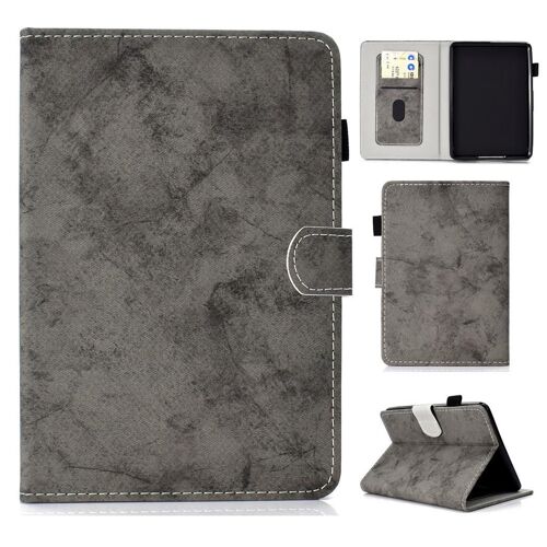 Amazon Kindle Paperwhite 4 2018 Housse, SATURCASE Style Rétro PU Cuir Magnétique Flip Portefeuille Support Porte-carte Protecteur Coque Housse Étui pour Amazon Kindle Paperwhite 4 2018 (Gris)