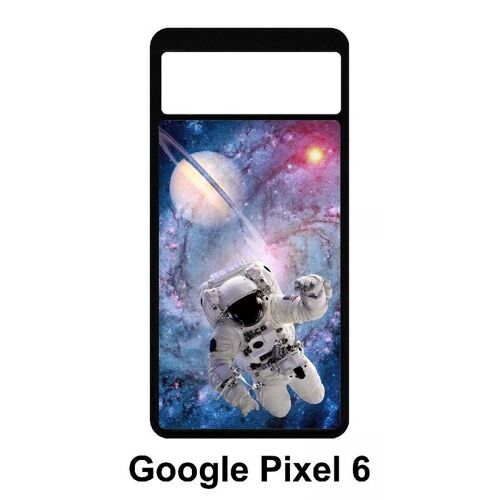 Coque google pixel 6 - astronaute planete 2 - silicone - noir
