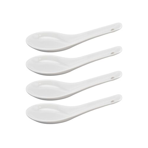 Cuillères À Soupe Élégantes En Céramique - 4 Pièces En Porcelaine De Haute Qualité, Lavables Au Lave-Vaisselle, Parfaites Pour La Soupe Et Plus Encore