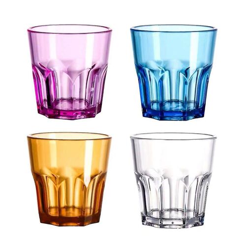 Lot De 4 Gobelets Octogonaux En Acrylique Incassable ¿ Verres Élégants, Durables Et Colorés Pour La Maison Et Les Fêtes