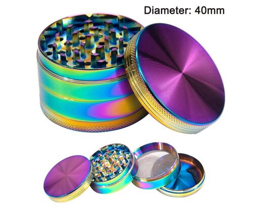 Broyeur à tabac vibrant en alliage de zinc - Broyeur à épices et herbes 4 pièces, options 40 mm et 50 mm, efficace et facile à nettoyer