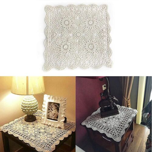 Nappe En Dentelle Crochetée Faite Main ¿ Beige, Napperon Carré De 40 Cm Pour Décoration Intérieure, Housse De Canapé, Revêtement De Téléviseur