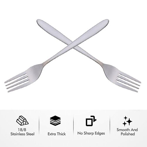 Ensemble De 12 Fourchettes À Dîner En Acier Inoxydable - Couverts Élégants Avec Finition Miroir, Durables Et Lavables Au Lave-Vaisselle