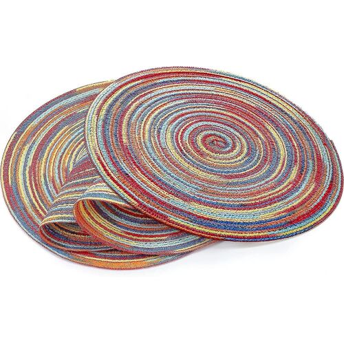 Lot De 4 Sets De Table Ronds Arc-En-Ciel Vibrants ¿ 30,5 Cm, Antidérapants, Lavables Et Durables Pour La Décoration De La Cuisine Et De La Salle À Manger