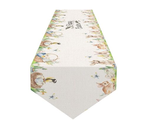 Chemin De Table Imprimé Numériquement Pour Une Décoration Festive ¿ Motif Lapin Mignon, 183 X 33 Cm, Durable Et Élégant