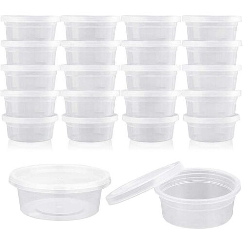 100 Gobelets À Condiments Ronds Jetables En Plastique Avec Couvercles - Bols À Emporter De 50 Ml Pour Collations, Sauces Et Livraison De Repas
