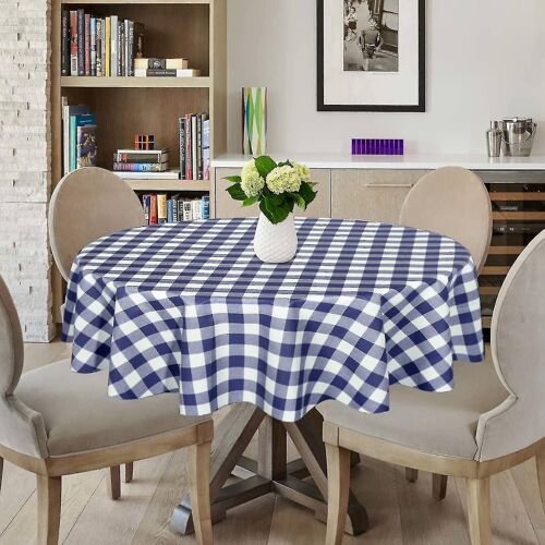 Nappe Ronde À Carreaux 60"" - Imperméable, Résistante Aux Taches Et Aux Plis, Facile À Nettoyer Pour Les Événements Intérieurs Et Extérieurs