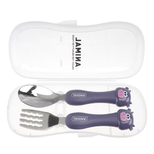 Ensemble De Couverts Durables En Acier Inoxydable Pour Enfants : Fourchette, Cuillère Et Boîte De Rangement ; Une Expérience Culinaire Sûre Et Amusante.