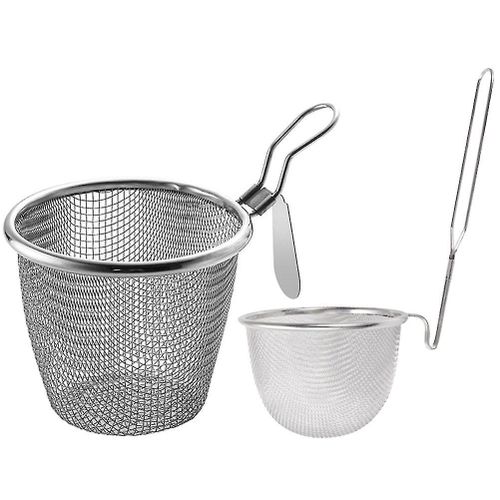 Passoire à nouilles et cuillère à fondue en acier inoxydable de qualité supérieure - Durable, prise en main facile, parfaite pour la cuisine à la maison et au restaurant
