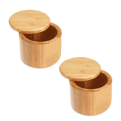 Boîte À Sel Élégante En Bambou Avec Couvercle Magnétique ¿ Parfaite Pour Le Sel, Les Épices Et L'organisation De La Cuisine ¿ Stockage Écologique