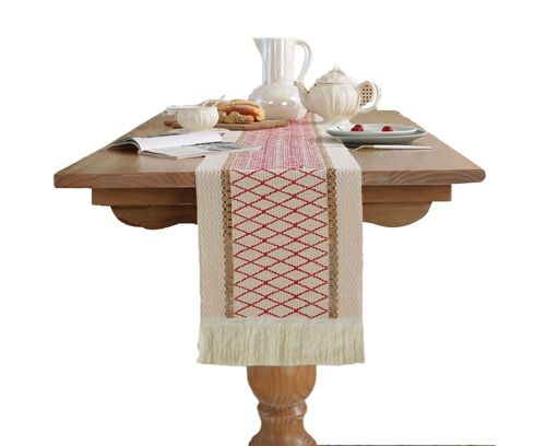 Chemin De Table Bohème Vintage En Coton Et Lin Tissé 30 X 180 Cm ¿ Décoration Printanière Élégante Pour La Maison, Les Fêtes Et Les Cadeaux