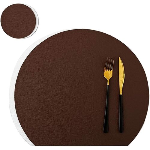 Sets De Table Et Dessous De Verre Élégants, Antidérapants Et Réversibles, En Similicuir Pour Table À Manger ¿ Résistants À La Chaleur Et Faciles À Nettoyer