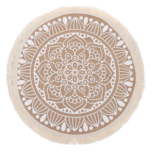 Set de table rond en coton et lin kaki ¿ Tissé à la main, isolant thermique, protection de table durable pour un dîner élégant