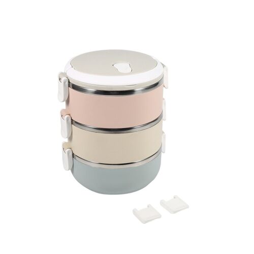 Boîte À Lunch Élégante En Acier Inoxydable À 3 Couches - Grande Capacité, Étanche, Contenant Alimentaire Coloré Pour La Préparation Des Repas