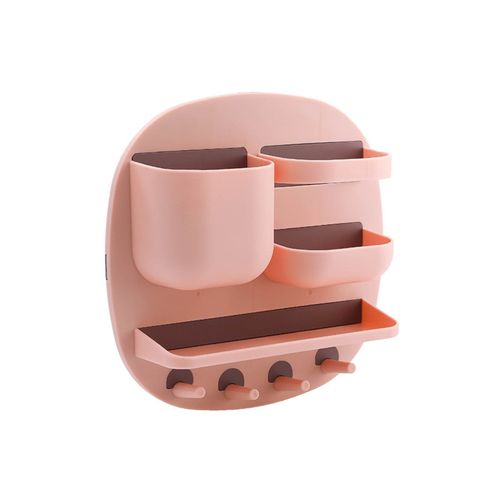 Étagère D'angle Murale De Salle De Bain Sans Perforation ¿ Support De Rangement Grande Capacité Rose Pour Articles De Toilette Et Plus