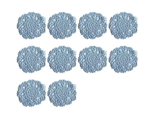 Lot De 10 Dessous De Verre En Dentelle De Coton Crocheté Bleu Foncé ¿ Dessous De Verre Faits Main Pour Boissons Et Décoration Intérieure ¿ Élégants Et Fonctionnels