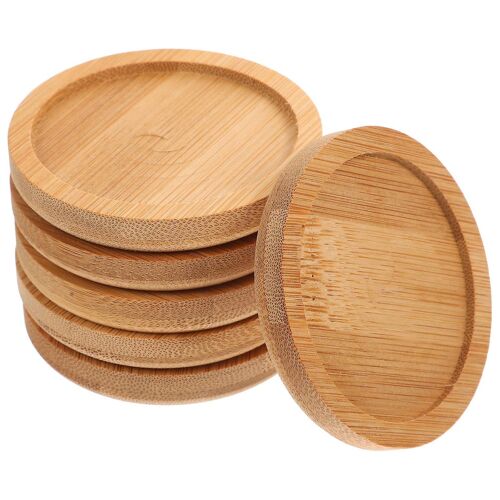 Lot De 6 Sous-Verres En Bambou Naturel ¿ Dessous De Verre Durables Pour La Maison Et Le Bureau, Soucoupes Polyvalentes Pour Plantes Incluses