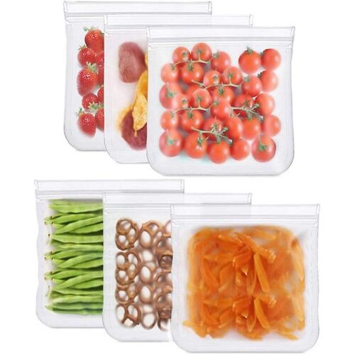 Lot De 6 Sacs De Conservation Réutilisables Et Écologiques En Silicone, Sans Bpa, Anti-Fuites, Lavables Au Lave-Vaisselle