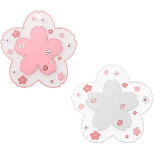 Lot De 2 Dessous De Verre En Fleurs De Cerisier - Tapis Antidérapants Kawaii Pour Décoration Intérieure, Cuisine, Bureau, Cadeaux