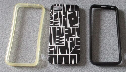 Coque Pour Iphone 5 S De Pylones - Modèle Man By Bamock - Graphique Noir Et Blanc - Avec 2 Entourages Amovibles (1 Noir + 1 Incolore)