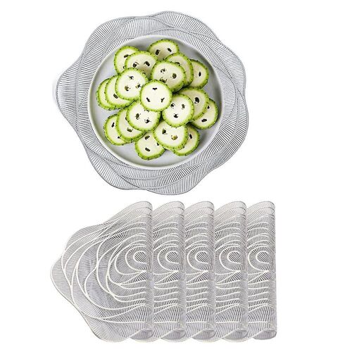 Lot De 6 Sets De Table Élégants En Pvc Argenté ¿ Lavables, Antidérapants Et Résistants À La Chaleur Pour Une Décoration De Salle À Manger Élégante