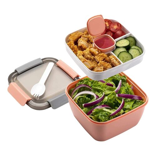 Boîte À Salade Bento Étanche Avec Compartiment À Vinaigrette Et Ustensiles - 1500 Ml, Fraîche Et Durable Pour Les Repas À Emporter