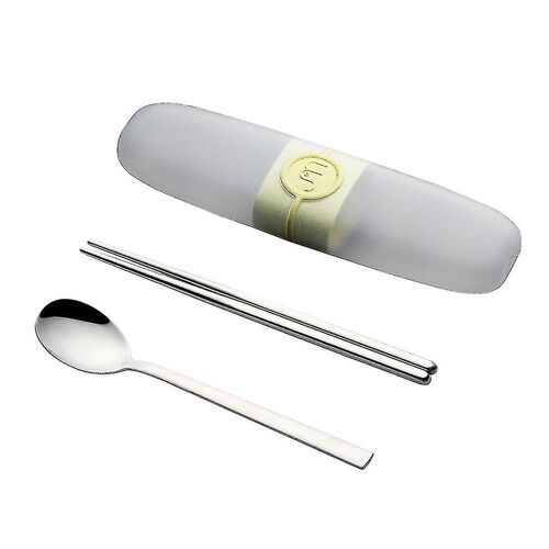 Ensemble De Couverts En Acier Inoxydable 304 : Cuillère Et Baguettes Portables Avec Étui De Rangement Élégant Pour Les Voyages Et Les Repas