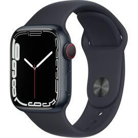 Apple Watch Series 7 (GPS + Cellular) - Boitier 41 mm Aluminium Noir Minuit avec Bracelet Sport Noir Minuit