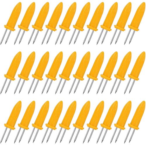 Ensemble De 30 Porte-Épis De Maïs En Acier Inoxydable ¿ Brochettes Durables Et Colorées Pour Des Repas En Plein Air Sûrs Et Amusants