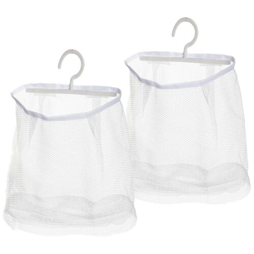 Lot de 2 sacs de rangement multifonctions en maille à suspendre pour pinces à linge, cosmétiques, chaussettes et ustensiles de cuisine