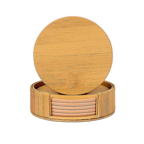 Lot De 6 Sous-Verres Élégants En Cuir Synthétique Résistants À La Chaleur Avec Support Pour La Décoration De La Maison Et Du Bar