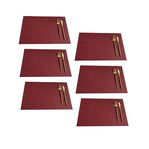 Sets De Table Rectangulaires Résistants À La Chaleur Pour La Cuisine Et La Salle À Manger - Élégants, Durables, Faciles À Nettoyer Et Antitaches, Couleur Rouge