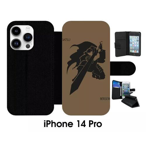 Etui À Rabat Iphone 14 Pro - Gatsu Berserk - Simili-Cuir - Noir