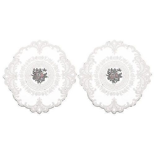 Lot De 2 Sets De Table En Dentelle De Qualité Supérieure - Dessous De Verre Élégants Et Décoration De Table Pour La Maison, Parfaits Pour Les Occasions Spéciales Et Les Accessoires Photo