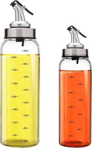 Lot De 2 Flacons Distributeurs D'huile D'olive Et De Vinaigre Anti-Goutte - Élégants Flacons En Verre Pour Vinaigrettes Et Sauces