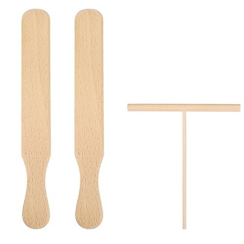 Ensemble Spatule Et Épandeur À Crêpes En Bois De Qualité Supérieure - Idéal Pour Les Crêpes, Les Omelettes Et Les Crêpes - Ergonomique Et Facile À Nettoyer