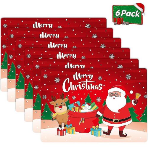 Lot De 6 Sets De Table De Noël ¿ Imperméables Et Antidérapants ¿ Décoration De Table Pour Les Fêtes ¿ Faciles À Nettoyer Et Durables