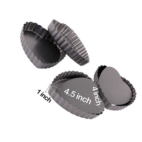 Lot De 4 Moules À Tarte Antiadhésifs En Forme De Coeur Avec Fond Amovible - Moules À Quiche De 11,4 Cm Pour Des Desserts Parfaits