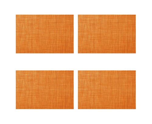 Lot de 4 sets de table tissés antidérapants réutilisables ¿ Maniques antitaches pour cuisine et salle à manger ¿ Orange, 45 x 30 cm