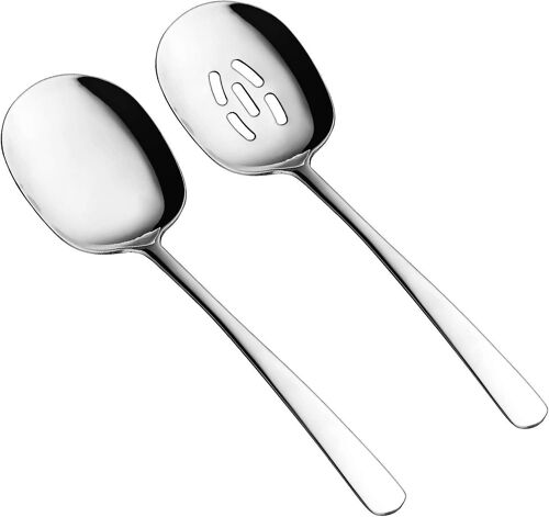 Ensemble De Cuillères De Service Extra Larges ¿ Ustensiles En Acier Inoxydable Perforés Et Solides Pour La Restauration, Les Fêtes Et L'utilisation Quotidienne