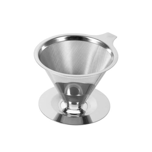 Porte-filtre à café réutilisable en acier inoxydable de qualité supérieure ¿ Entonnoir écologique sans papier (11 cm) pour une infusion parfaite
