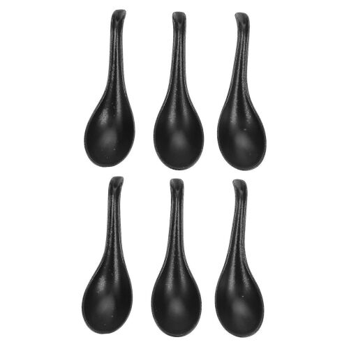 Lot De 6 Cuillères À Soupe En Mélamine Noire ¿ Élégantes, Sûres Et Polyvalentes Pour Les Ramen, Les Soupes Et Plus Encore ¿ Ustensiles De Cuisine Parfaits