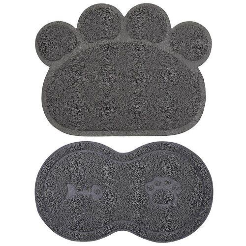 Lot De 2 Tapis Antidérapants Pour Chiens Et Chats - Durables, Faciles À Nettoyer, En Pvc De Qualité Alimentaire, Couleur Grise