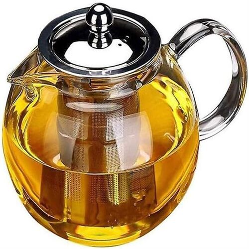 Théière En Verre Écologique Avec Infuseur, Chauffe-Bougie Et 5 Tasses À Double Paroi - Capacité 650 Ml